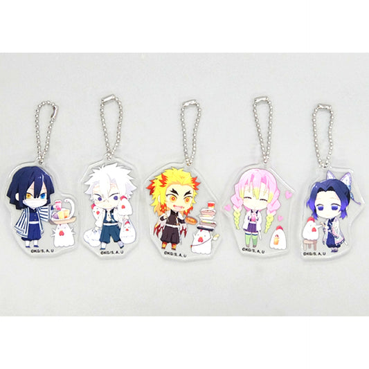 Set C Set of 5 Demon Slayer: Kimetsu no Yaiba x Lawson Loppi HMV & BOOKS online Ltd Acrylic Keychain Set [USED]