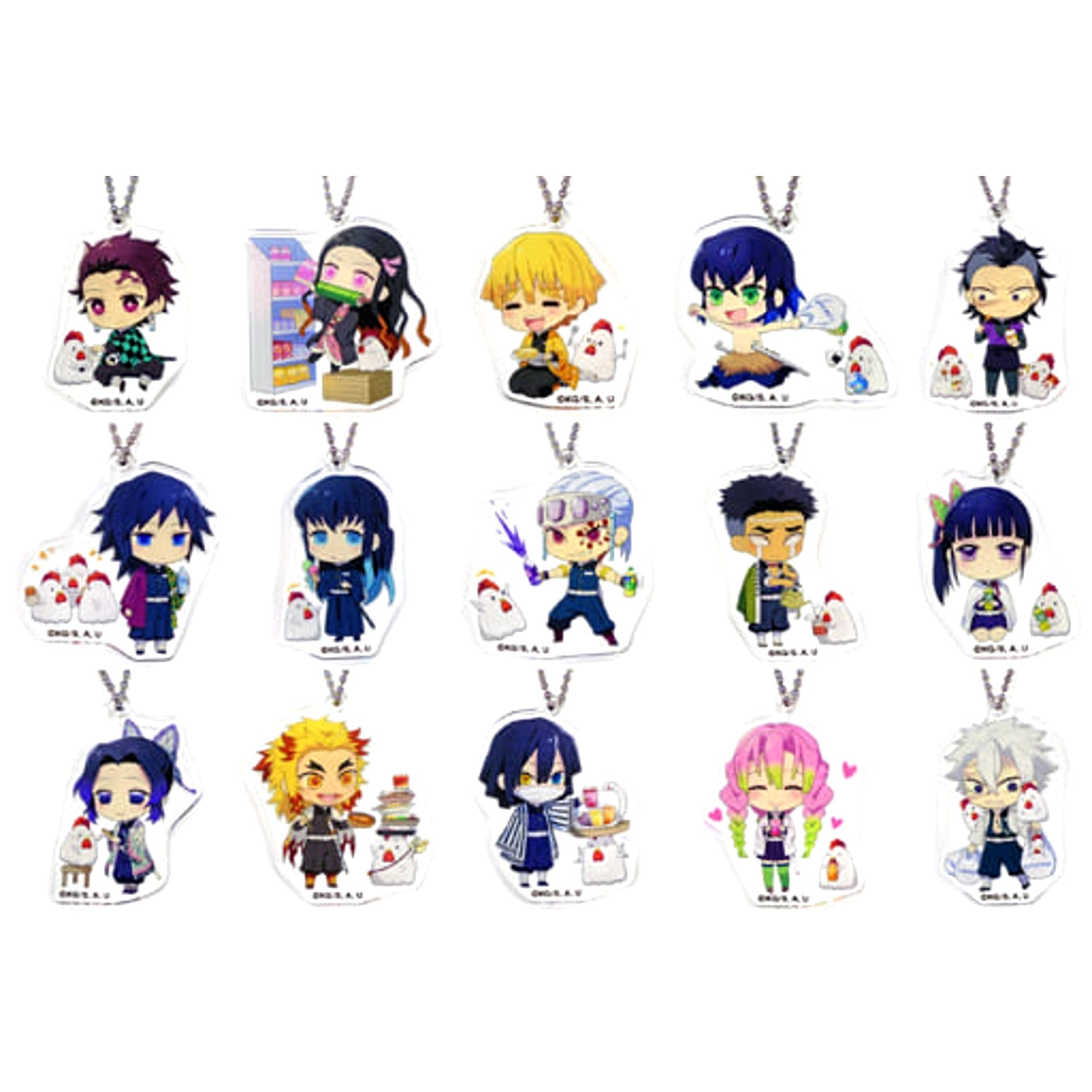 Demon Slayer: Kimetsu no Yaiba Nezuko Kamado & Others Acrylic Keychain LAWSON Limited All 15 Types Set Keychains [USED]