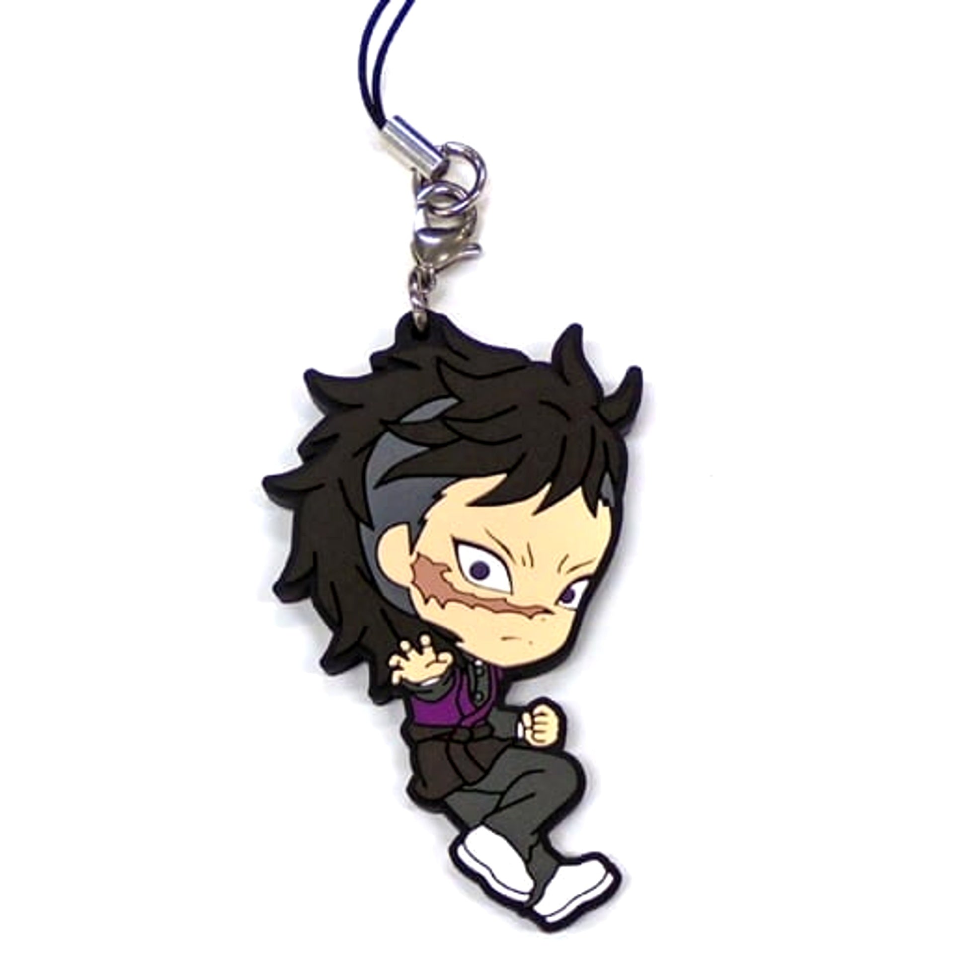 Demon Slayer: Kimetsu no Yaiba Shinazugawa Genya Ichiban Kuji Two Rubber Charm Kyunchara Illustrations Prize H Keychains [USED]