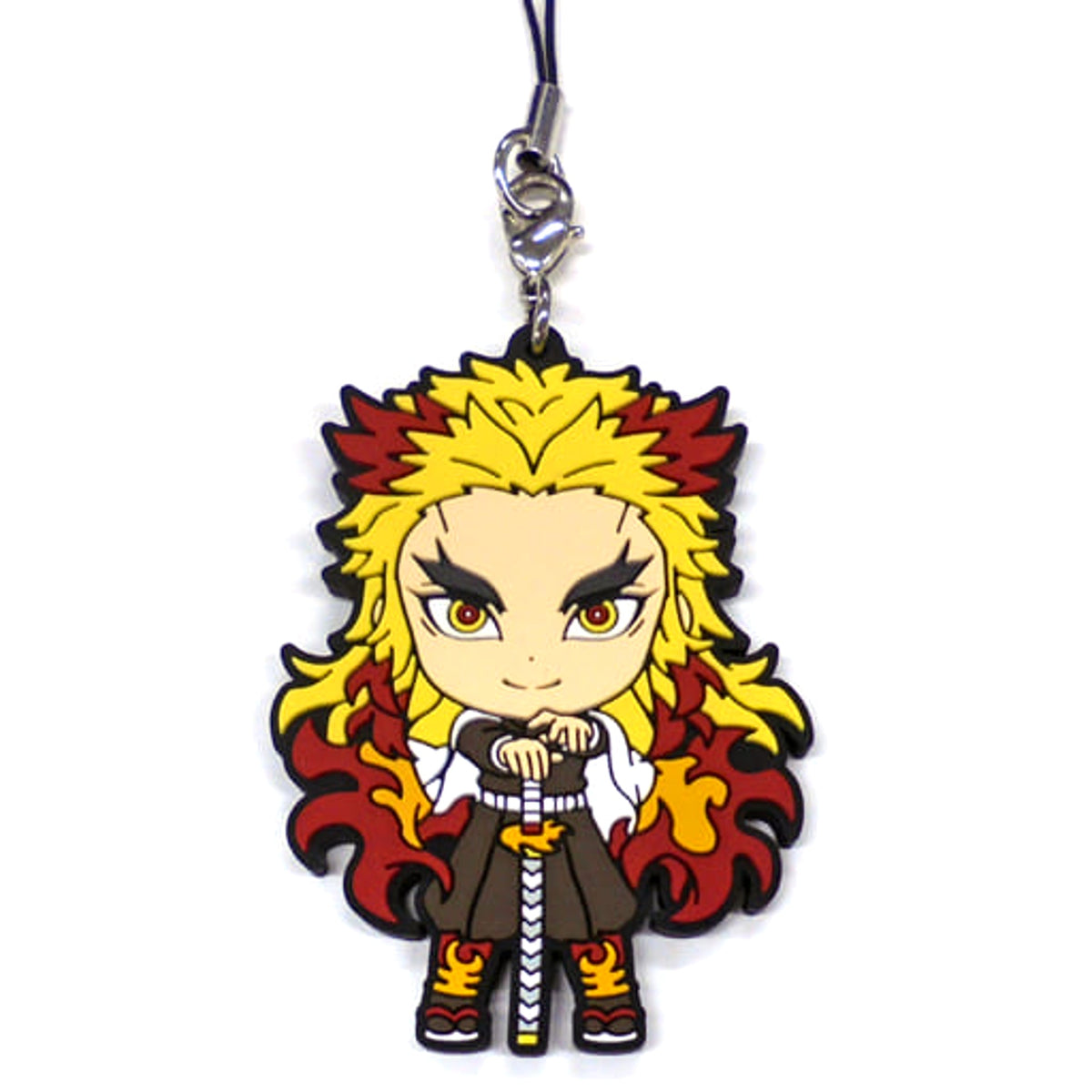 Demon Slayer: Kimetsu no Yaiba Kyojuro Rengoku Ichiban Kuji Two Hashira Meeting Rubber Strap Kyunchara Illustrations Prize I Keychains [USED]