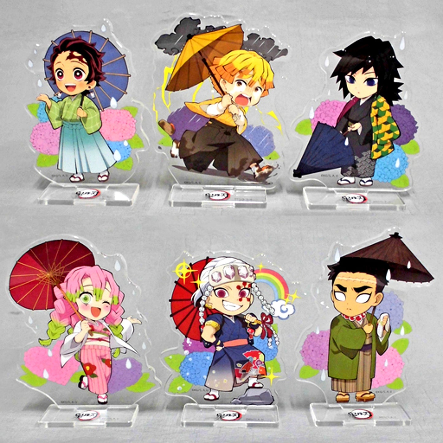 Set of 6 Demon Slayer ufotable cafe Rainy Season Event Illustration Random Acrylic Stand Group A [USED]