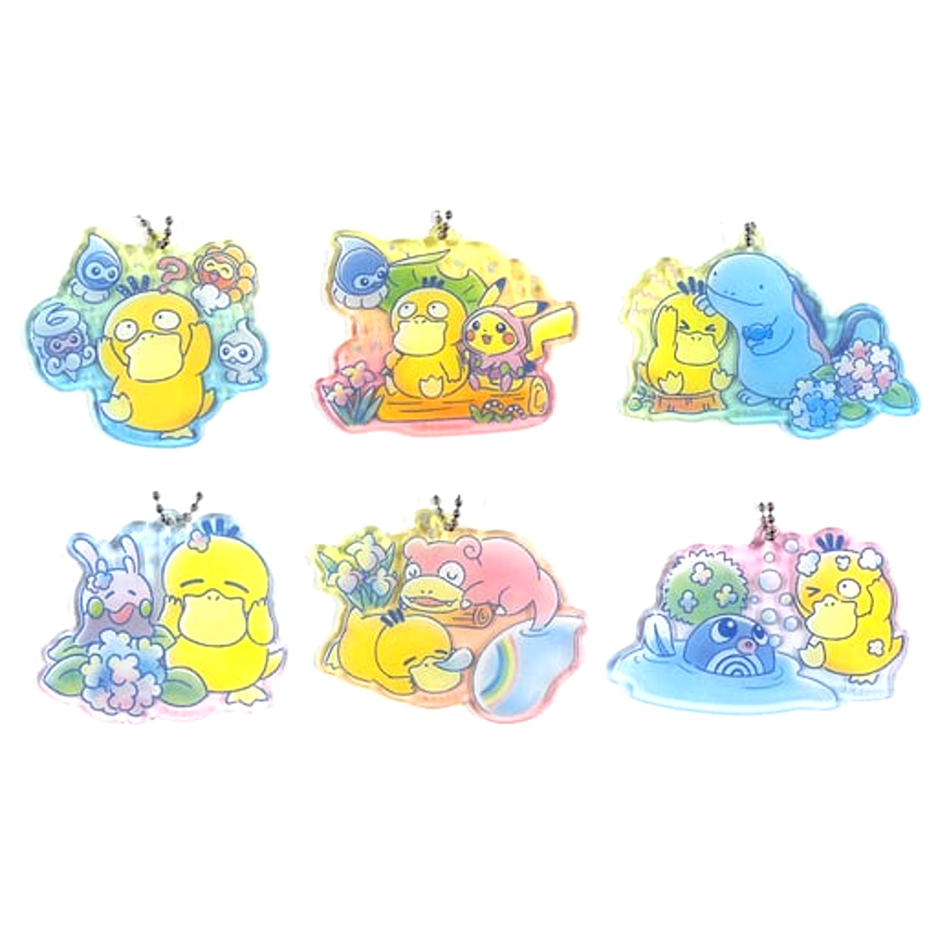 Set of 6 Psyduck is Cloud Nine Pokemon Acrylic Charm Collection Pokemon Center Limited [USED]