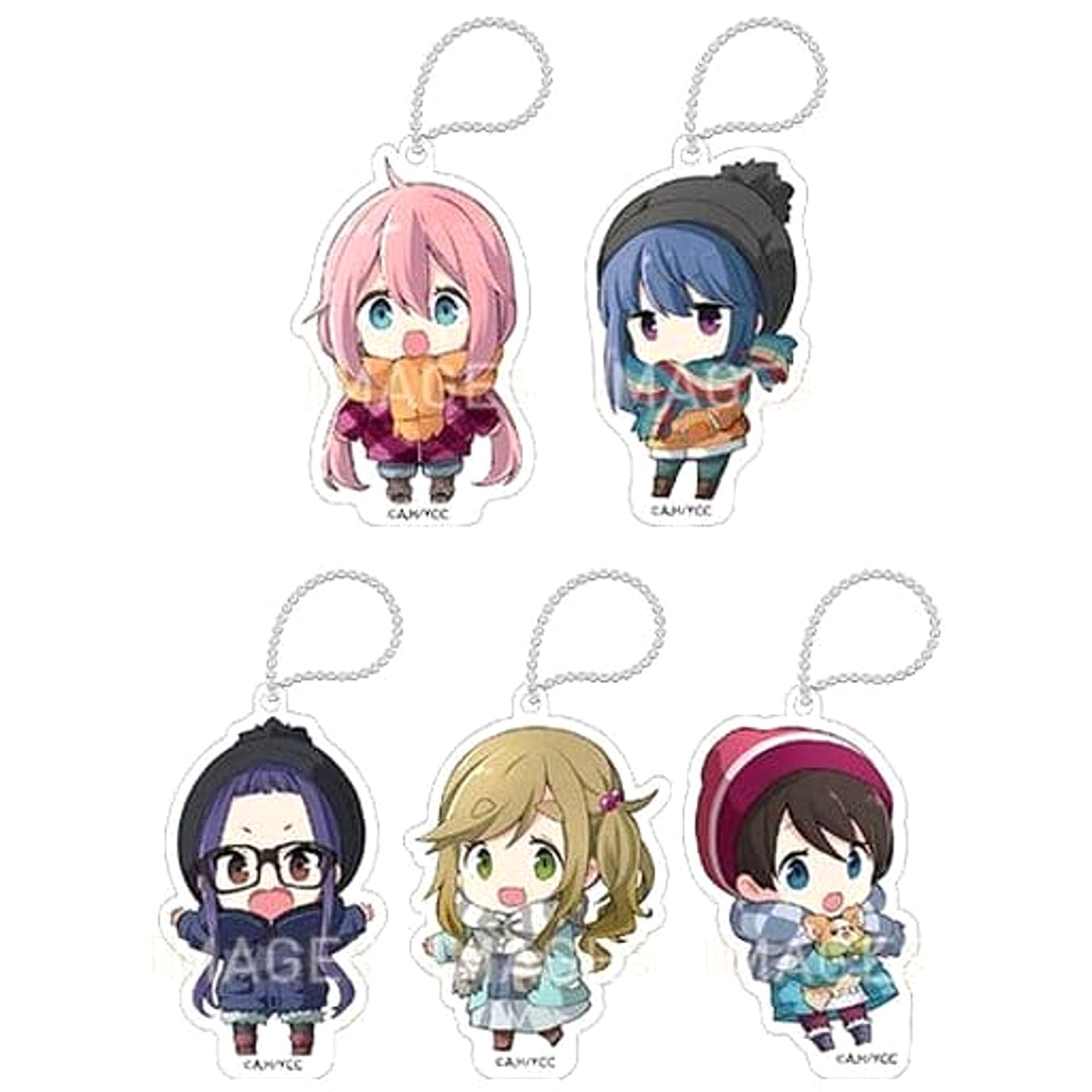 Room Camp Nadeshiko Kagamihara & Others Acrylic Keychain Illust. Aruya All 5 Types Set Keychains [USED]