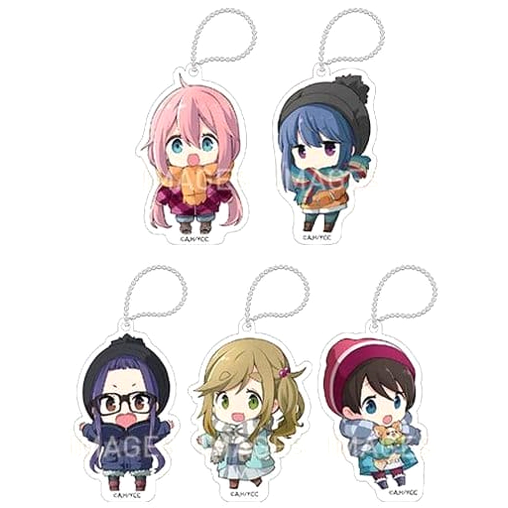 Room Camp Nadeshiko Kagamihara & Others Acrylic Keychain Illust. Aruya All 5 Types Set Keychains [USED]