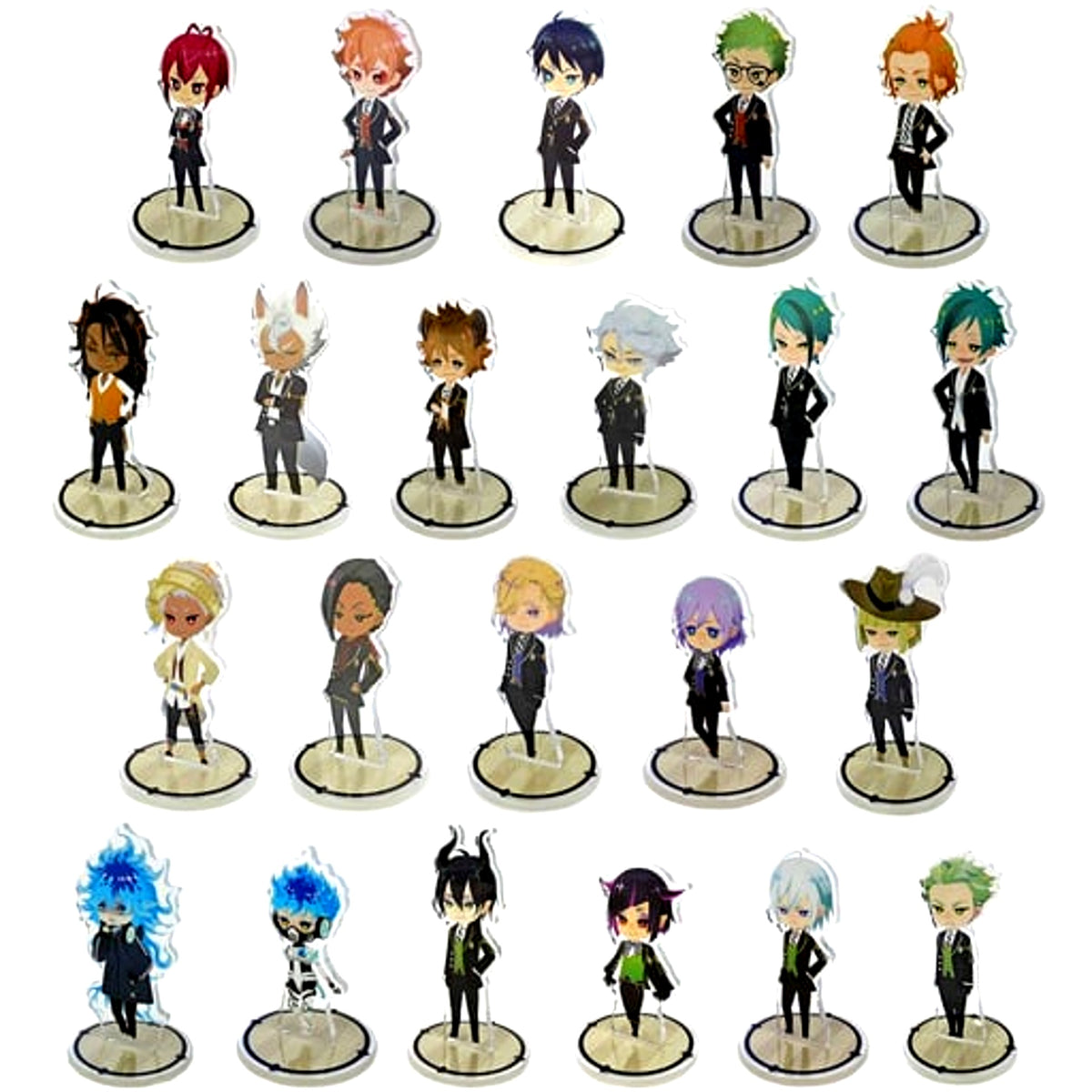 Set of 22 Disney Twisted Wonderland Mini Acrylic Stand Collection Vol. 1 School Uniform [USED]