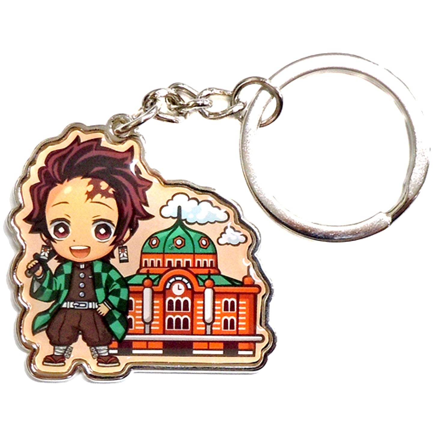 Tanjiro Kamado Tokyo Station Building Demon Slayer Kimetsu no Yaiba Metal Keychain Tokyo Limited [USED]