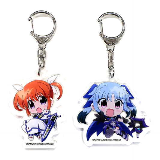 Nanoha & Levi Set of 2 Acrylic Keychains Bundle Bonus for Blu-ray Magical Girl Lyrical Nanoha Reflection Animate Limited Super Special Edition Single Item [USED]