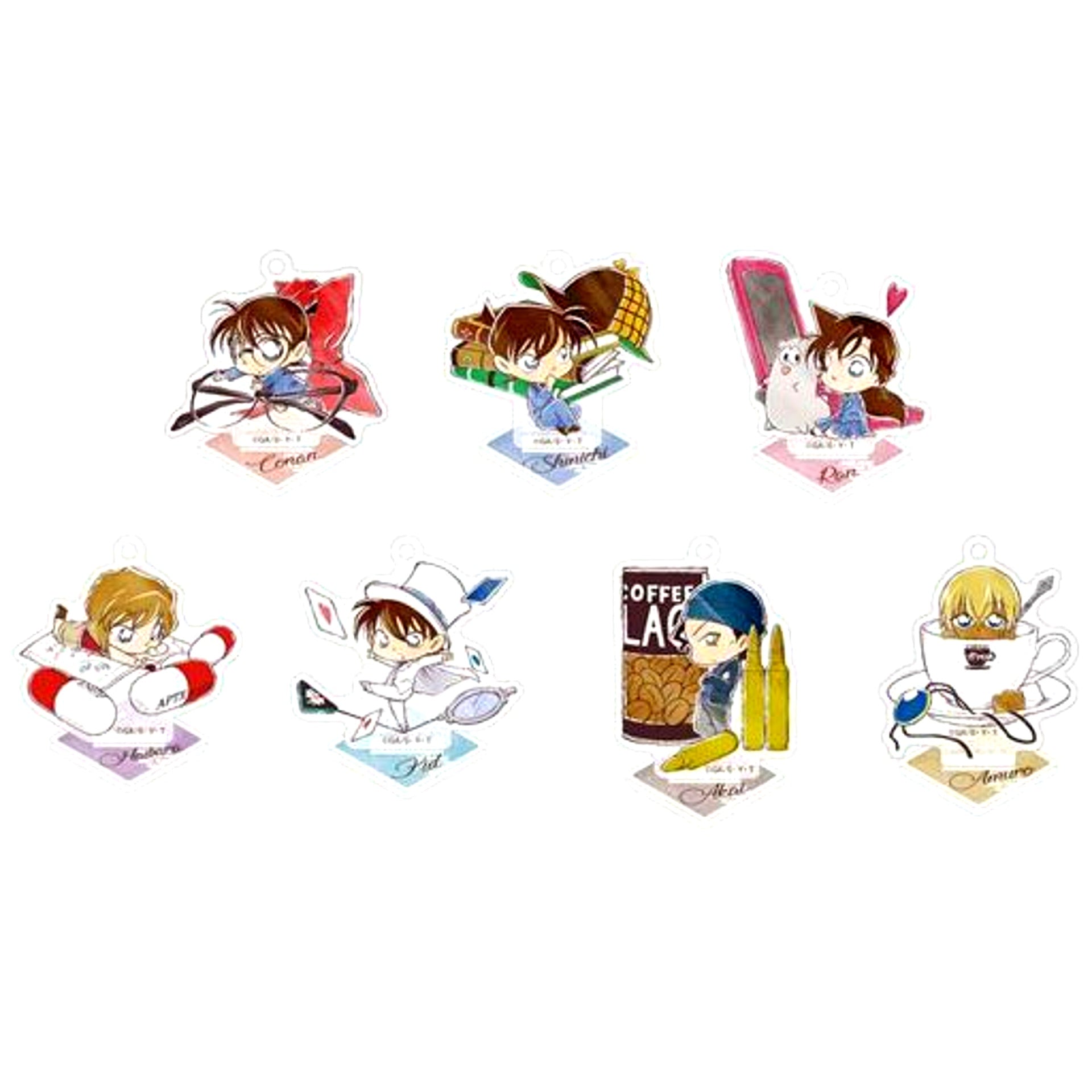 Set of 7 Detective Conan Trading Acrylic Stand Keychain Miniature Series [USED]