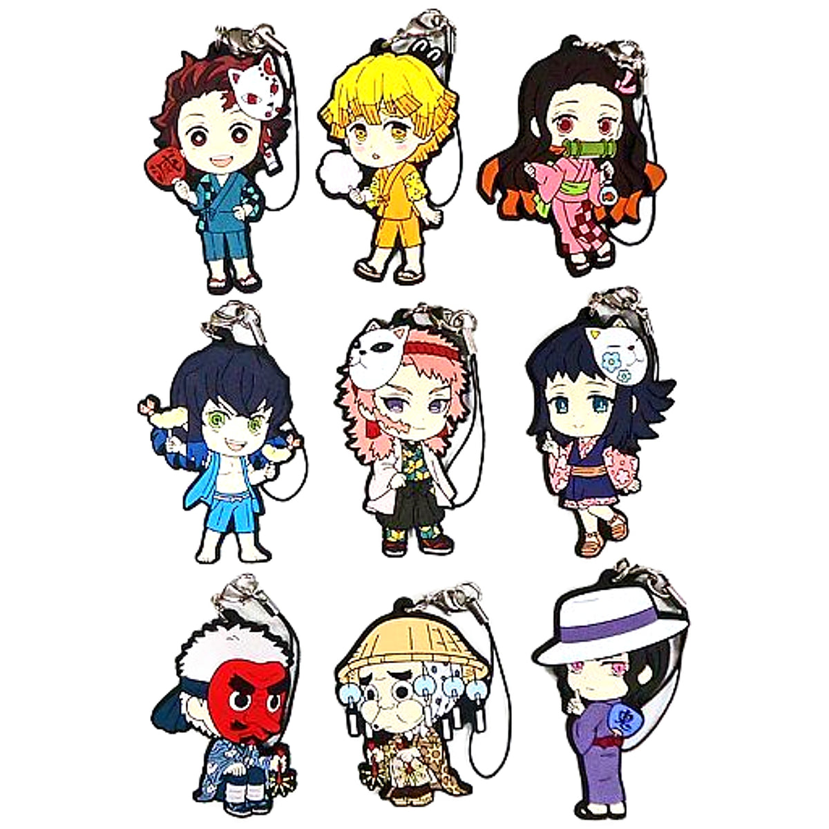 Zenitsu Agatsuma & Others Demon Slayer: Kimetsu no Yaiba All 9 Types Set Ichiban Kuji 3 Rubber Charm Kyunchara Illustrations Prize E [USED]