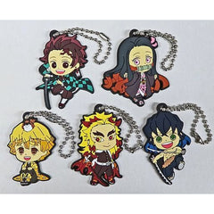 Demon Slayer: Kimetsu no Yaiba Tanjiro Kamado & Others Bikkura Pon! Rubber Accessories Muten Kura Sushi Limited Normal All 5 Types Set Keychains [USED]