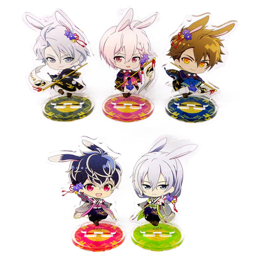 IDOLiSH7 Gaku Yaotome & Others Trading Acrylic Stand Keychain Love July Festival Ver. Trigger & Re:Vale animatecafe Ainana Moon Viewing Festival Limited All 5 Types Set Keychains [USED]