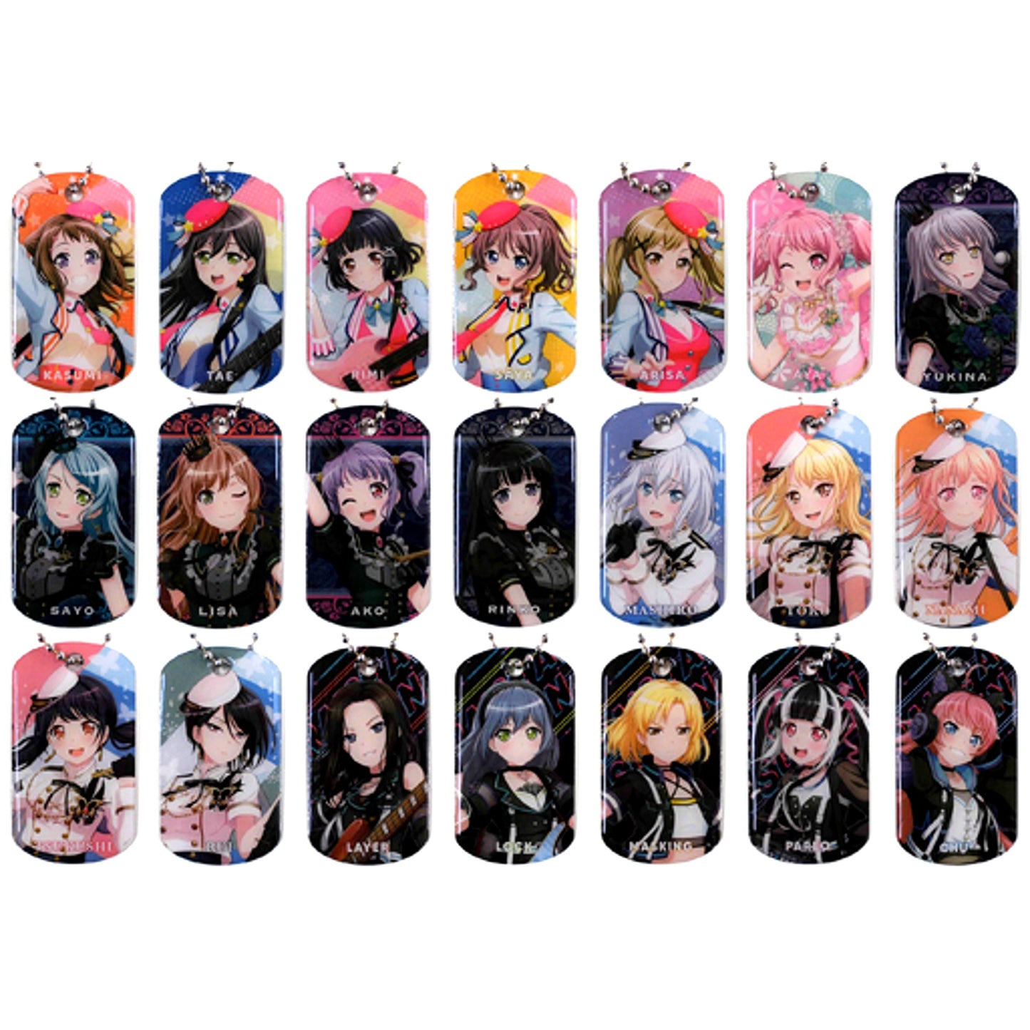Set of 21 BanG Dream! 8th Live Trading Dog Tag Keychain [USED]