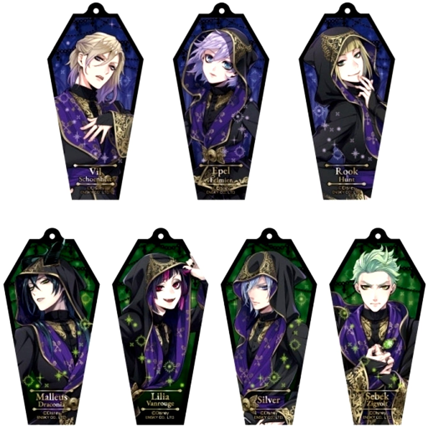 Set of 7 Disney Twisted Wonderland Coffin Acrylic Keychain C box [USED]
