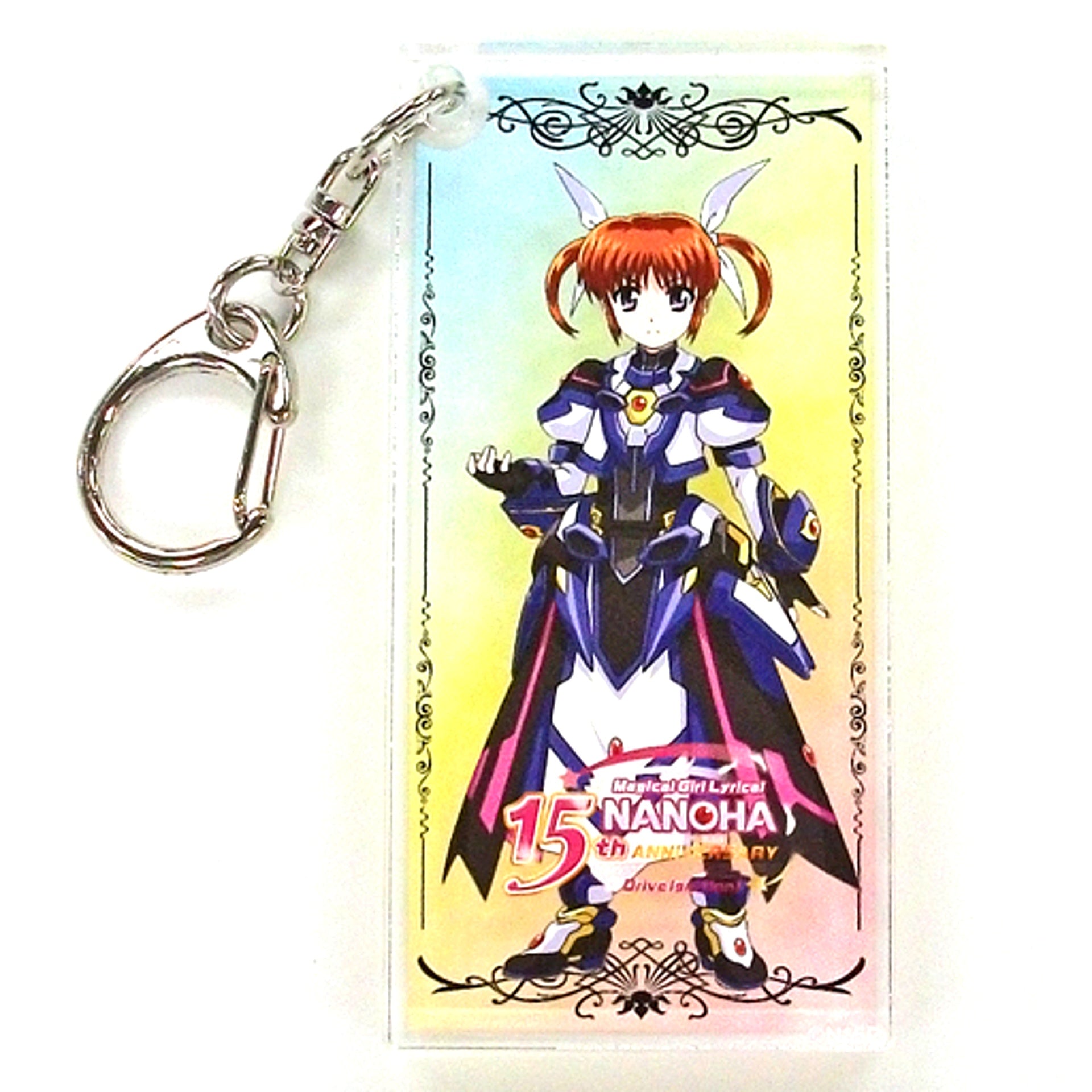 Nanoha Takamachi Magical Girl Lyrical Nanoha 15th Anniversary x Meat Bar Nikuson President Akihabara Main Store Collab Limited Original Extra Thick Acrylic Keychain [USED]