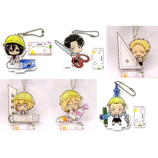 Set of 6 B Attack on Titan x Chara Dri Acrylic Stand Keychain [USED]