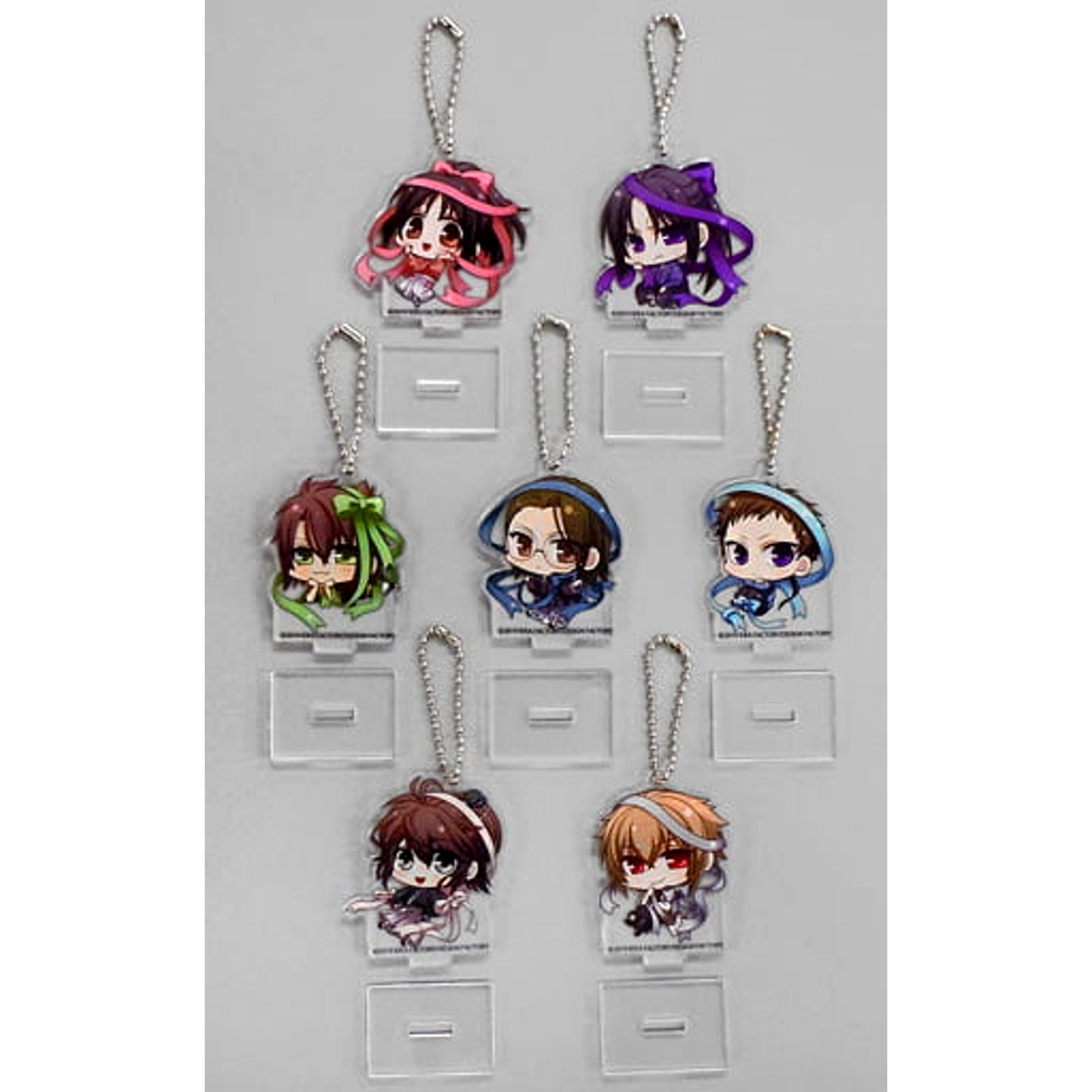 Hakuouki Tsukikage no Shou Toshizo Hijikata & Others Newly Drawn Chibi Character Acrylic Stand Keychain Stellaworth Limited Switch Software Bundled Benefits Set of 7 Keychains [USED]