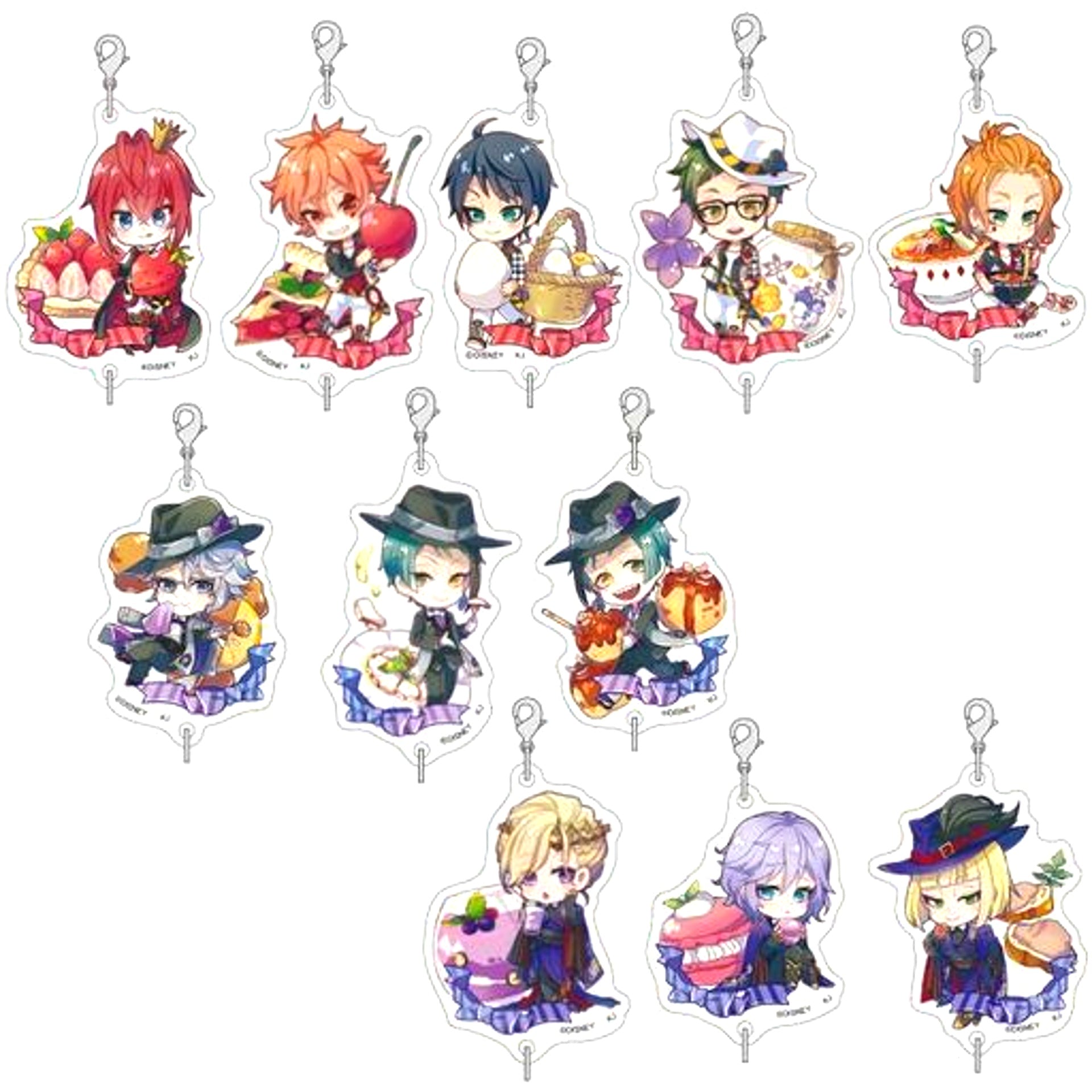 Set of 11 Disney Twisted-Wonderland Trading Connecting Acrylic Keychain Kyara-Peco vol.1 [USED]