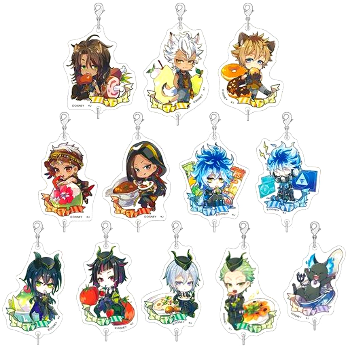 Set of 12 Disney Twisted-Wonderland Trading Connecting Acrylic Keychain Kyara-Peco vol.2 [USED]