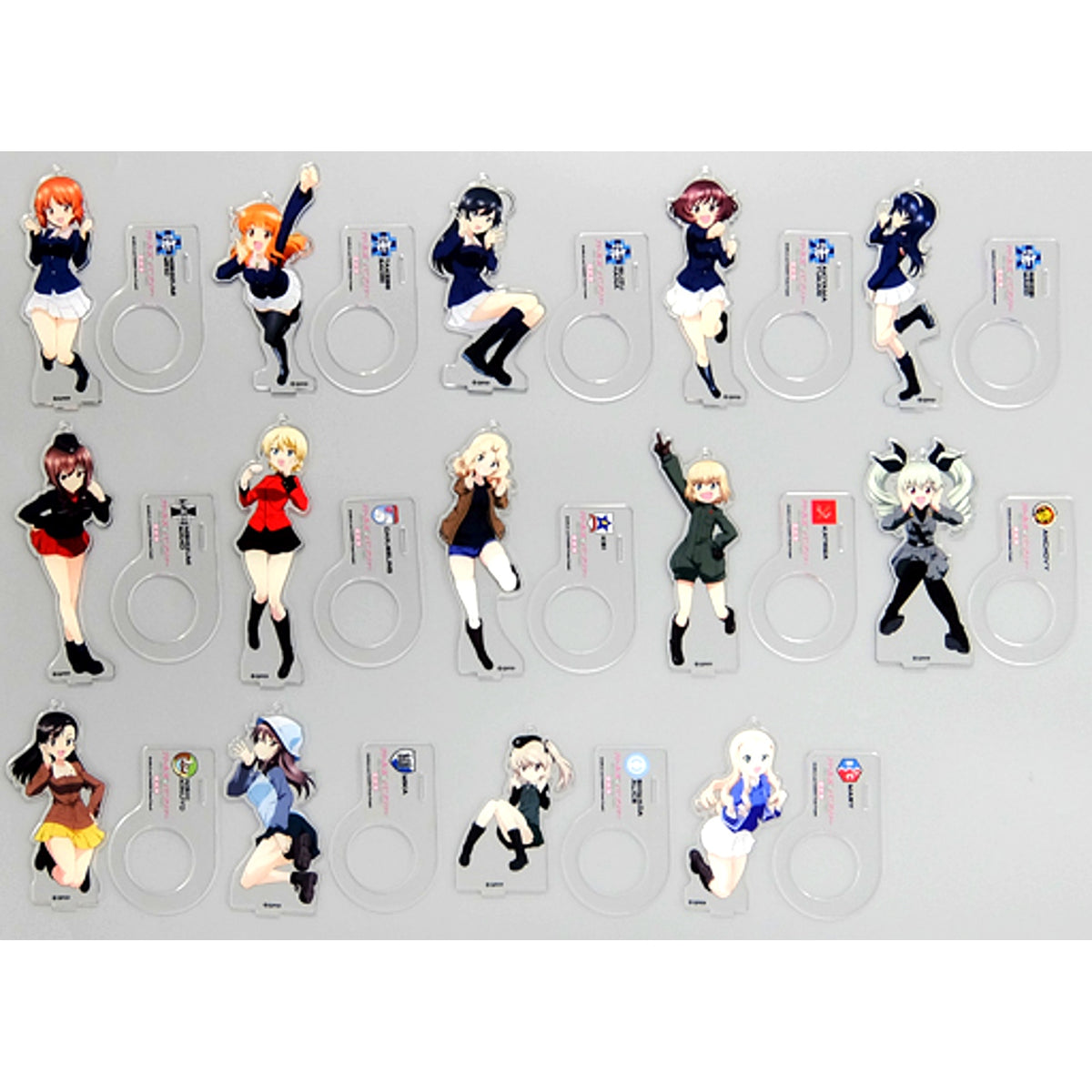 Set of 14 All Characters Drink Acrylic Stand with Ball Chain Girls und Panzer das Finale [USED]