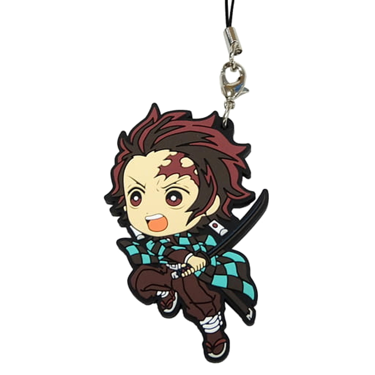 Demon Slayer: Kimetsu no Yaiba Mugen Train Arc Tanjiro Kamado Battle Ichiban Kuji Mugen Train Rubber Charm Kyunchara Illustrations Prize G Keychains [USED]
