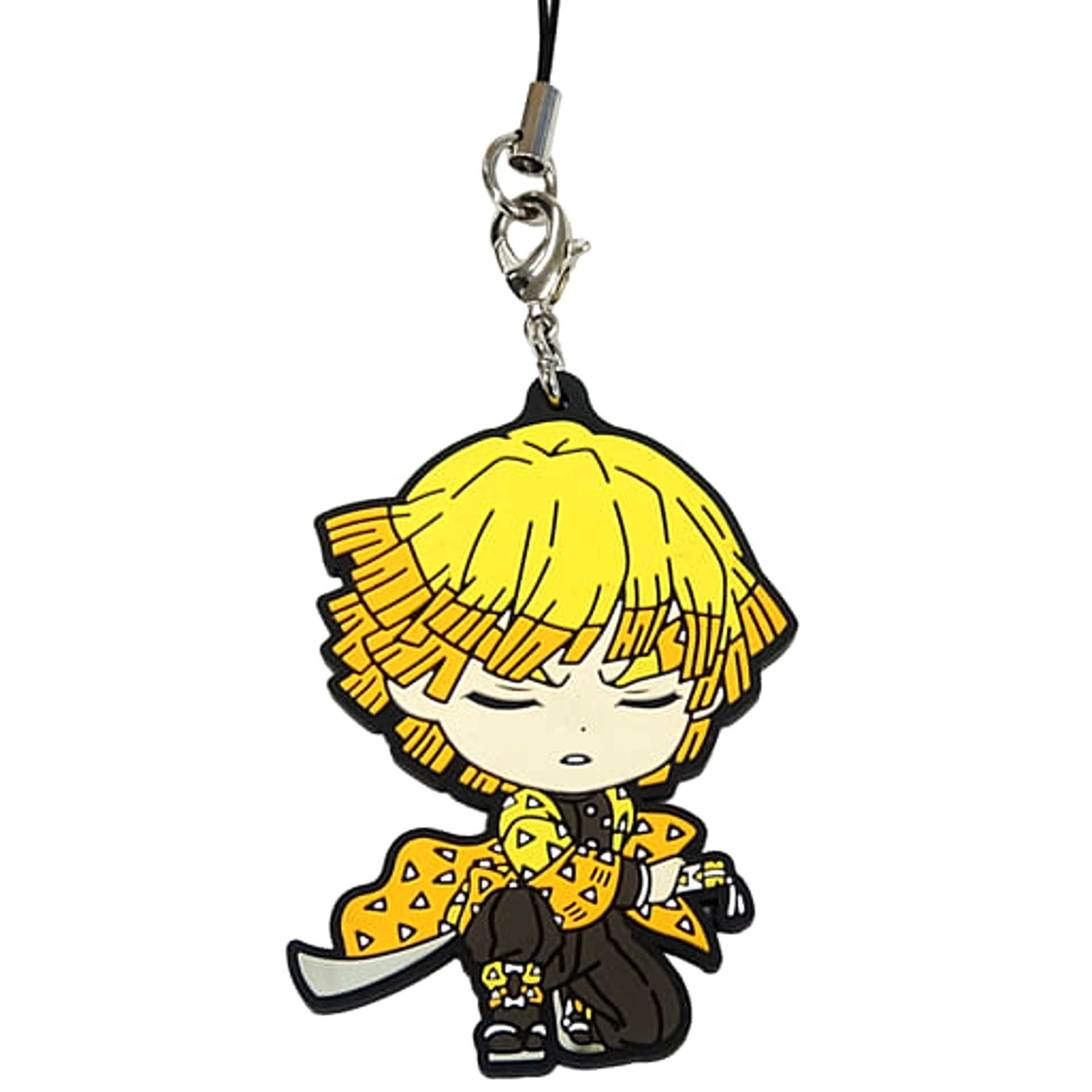 Demon Slayer: Kimetsu no Yaiba Mugen Train Arc Zenitsu Agatsuma Battle Ichiban Kuji Mugen Train Rubber Charm Kyunchara Illustrations Prize G Keychains [USED]
