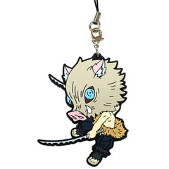 Demon Slayer: Kimetsu no Yaiba Mugen Train Arc Inosuke Hashibira Battle Ichiban Kuji Mugen Train Rubber Charm Kyunchara Illustrations Prize G Keychains [USED]