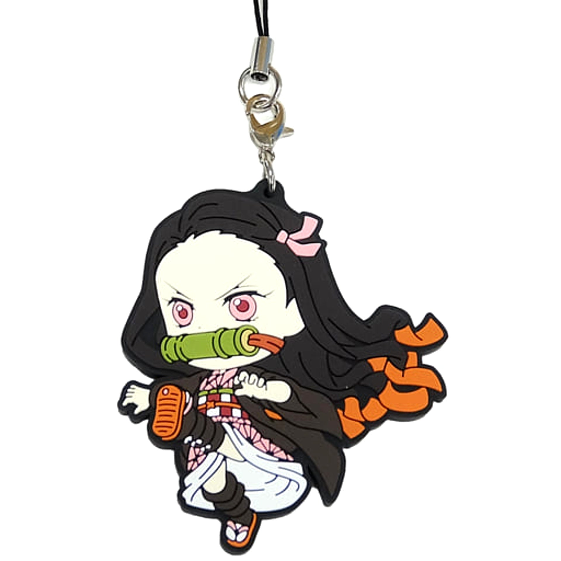 Demon Slayer: Kimetsu no Yaiba Mugen Train Arc Nezuko Kamado Battle Ichiban Kuji Mugen Train Rubber Charm Kyunchara Illustrations Prize G Keychains [USED]