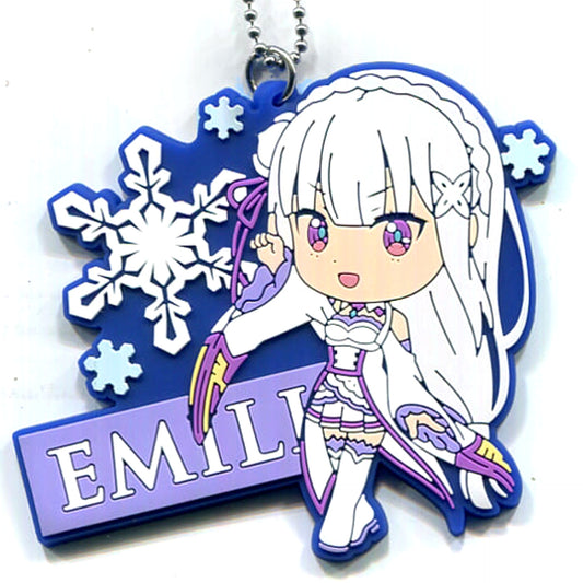 Re:ZERO -Starting Life in Another World- Emilia Ichiban Kuji The Story is To Be Continued Rubber Keychain Kyun Chara Illustrations Prize F Keychains [USED]