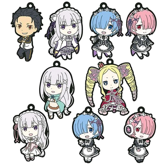 Re:ZERO -Starting Life in Another World- Subaru Natsuki & Others All 9 Types Set Rubber Strap Collection Keychains [USED]