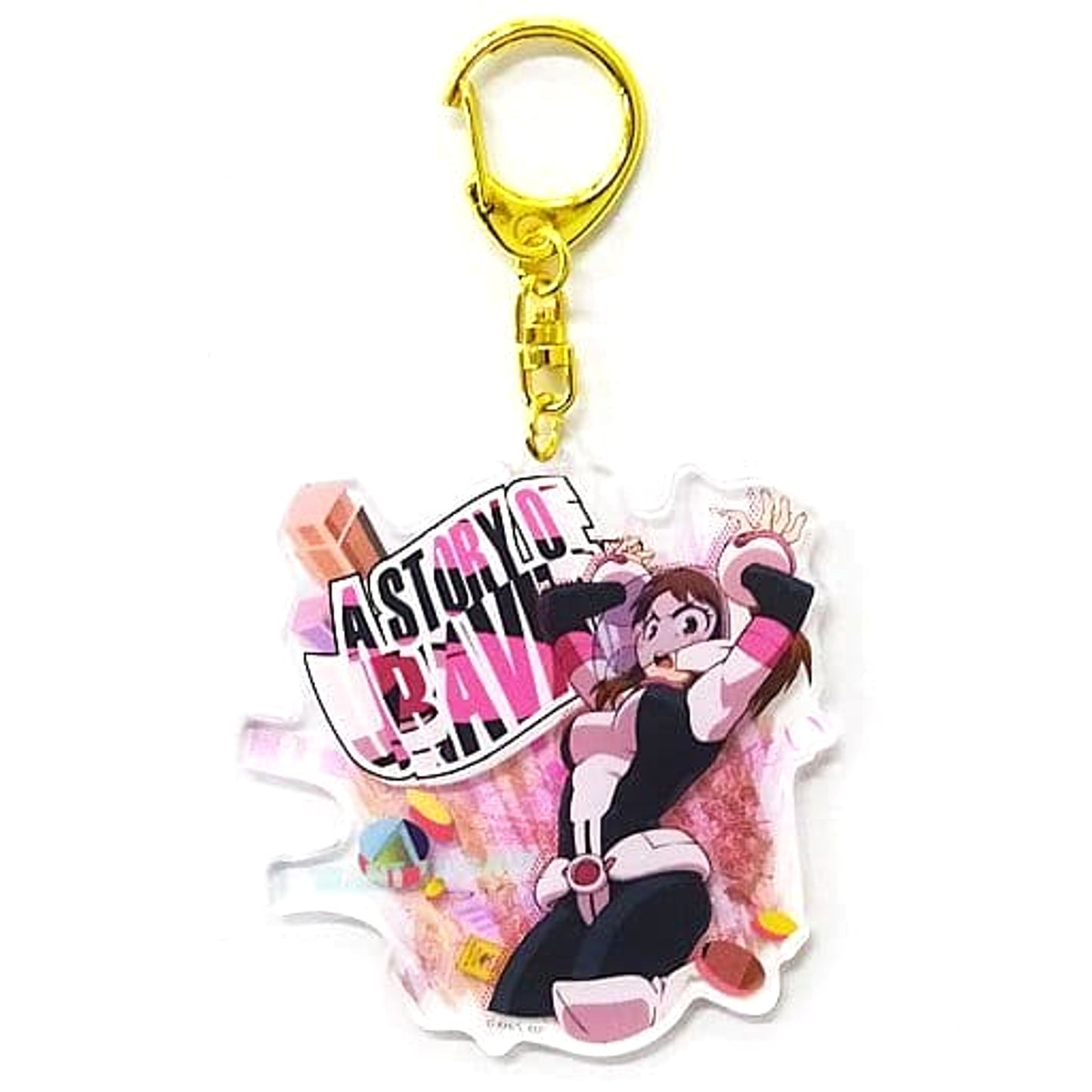 My Hero Academia Ochaco Uraraka Plus Ultra Motif Colored Acrylic Keychain Bunbougu Cafe 2020 Restart!!! Limited Keychains [USED]