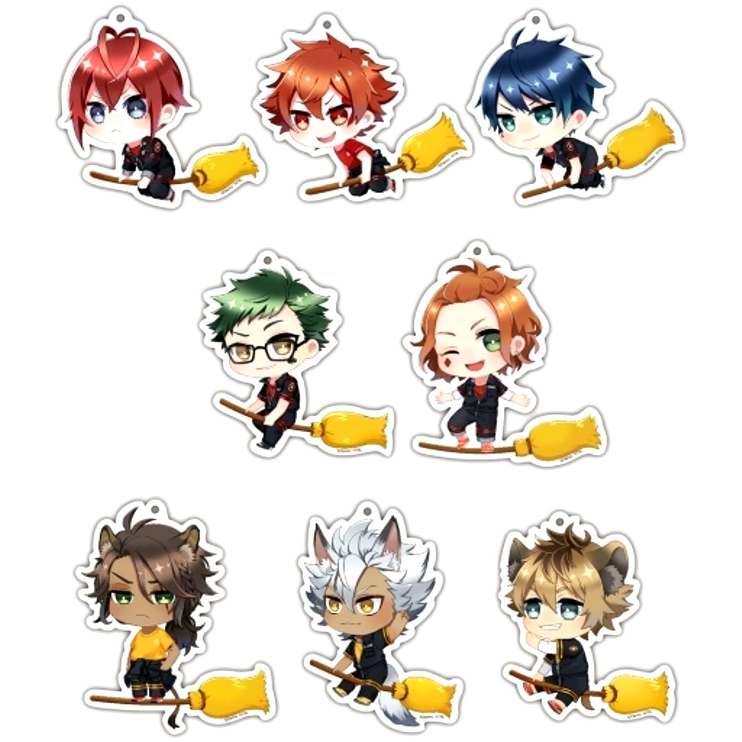 Set of 8 Twisted-Wonderland Flight Acrylic Die-cut Keychain Vol. 1 [USED]