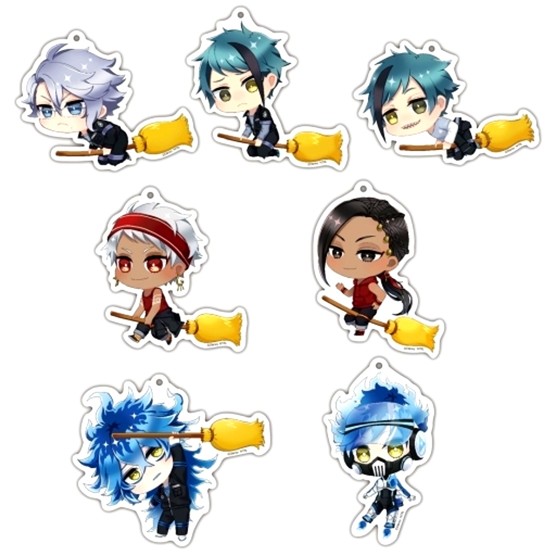 Set of 7 Twisted-Wonderland Flight Acrylic Die-cut Keychain Vol. 2 [USED]