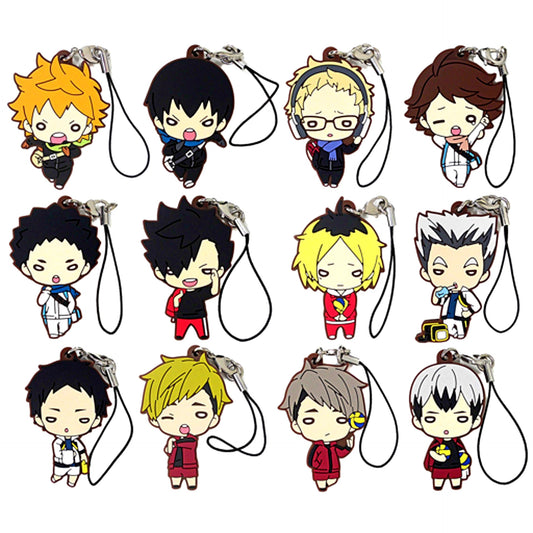 Set of 12 Haikyu!! Fair Sorezore no Asa in Animate Nitotan Asa Rubber Mascot Animate Limited [USED]