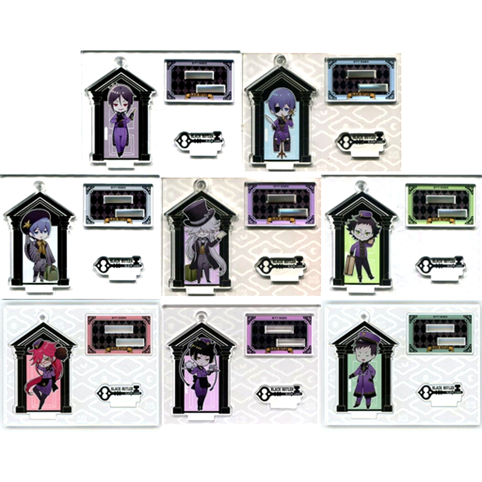 Set of 8 Black Butler Black Label POP UP STORE 2020 Trading Acrylic Stand Keychain Phantom Hotel Ver. [USED]