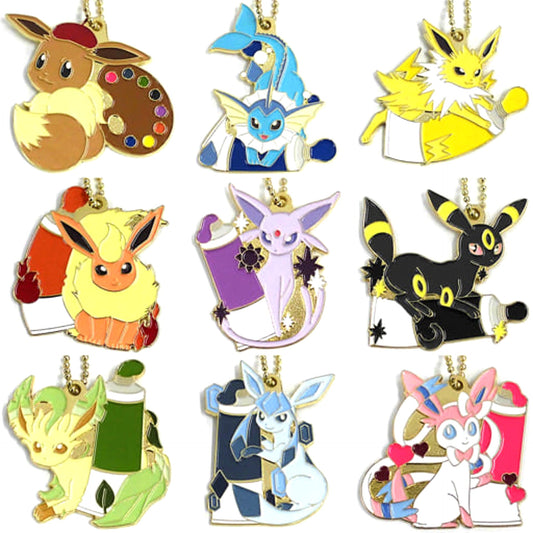 Pokemon Eevee & Others All 9 Types Set Ichiban Kuji Eievui & Colorful Art Color Metal Charms Prize G Charm [USED]