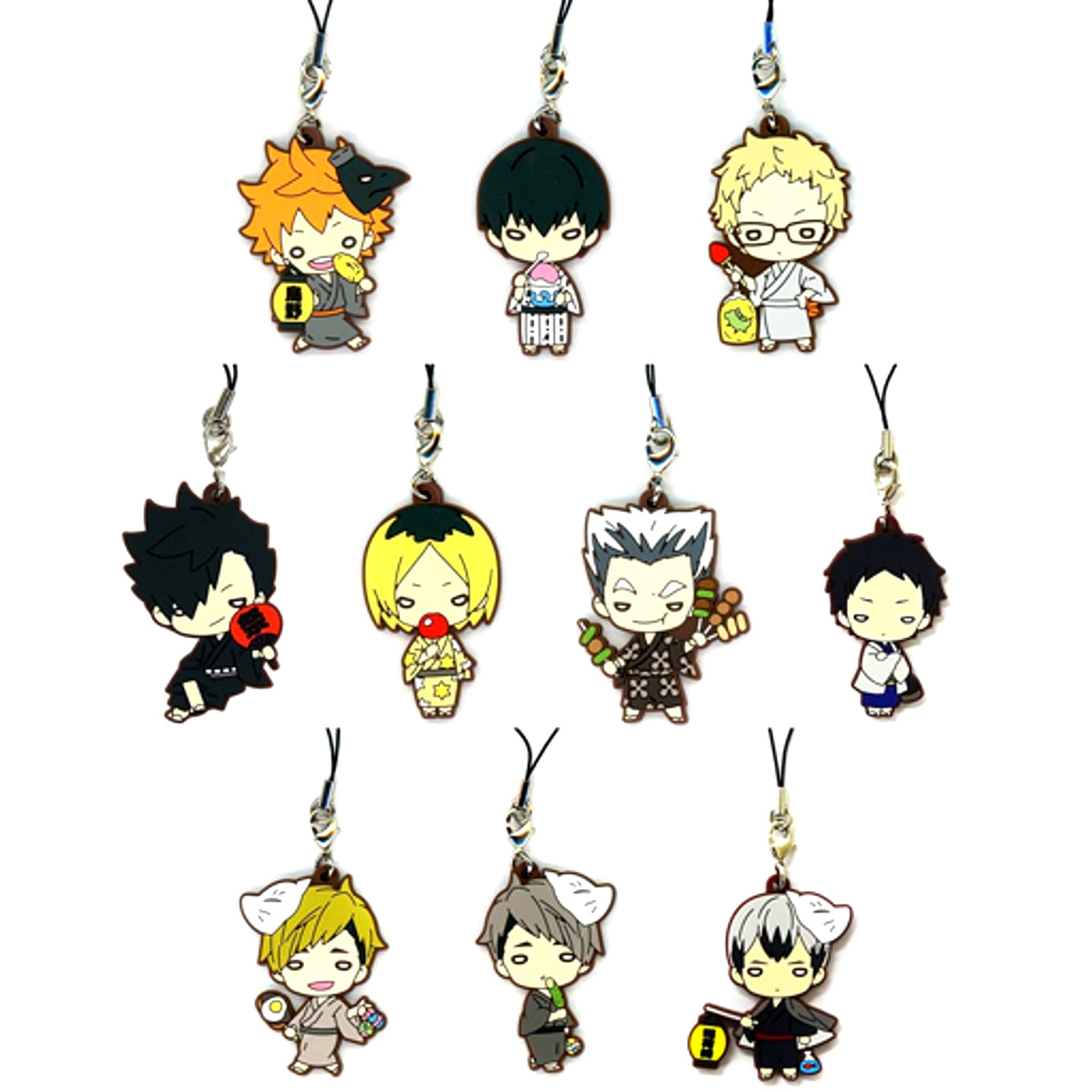 Set of 10 Haikyu!! Nitotan Ennichi Rubber Mascot [USED]