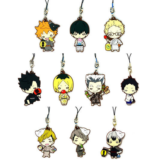 Set of 10 Haikyu!! Nitotan Ennichi Rubber Mascot [USED]