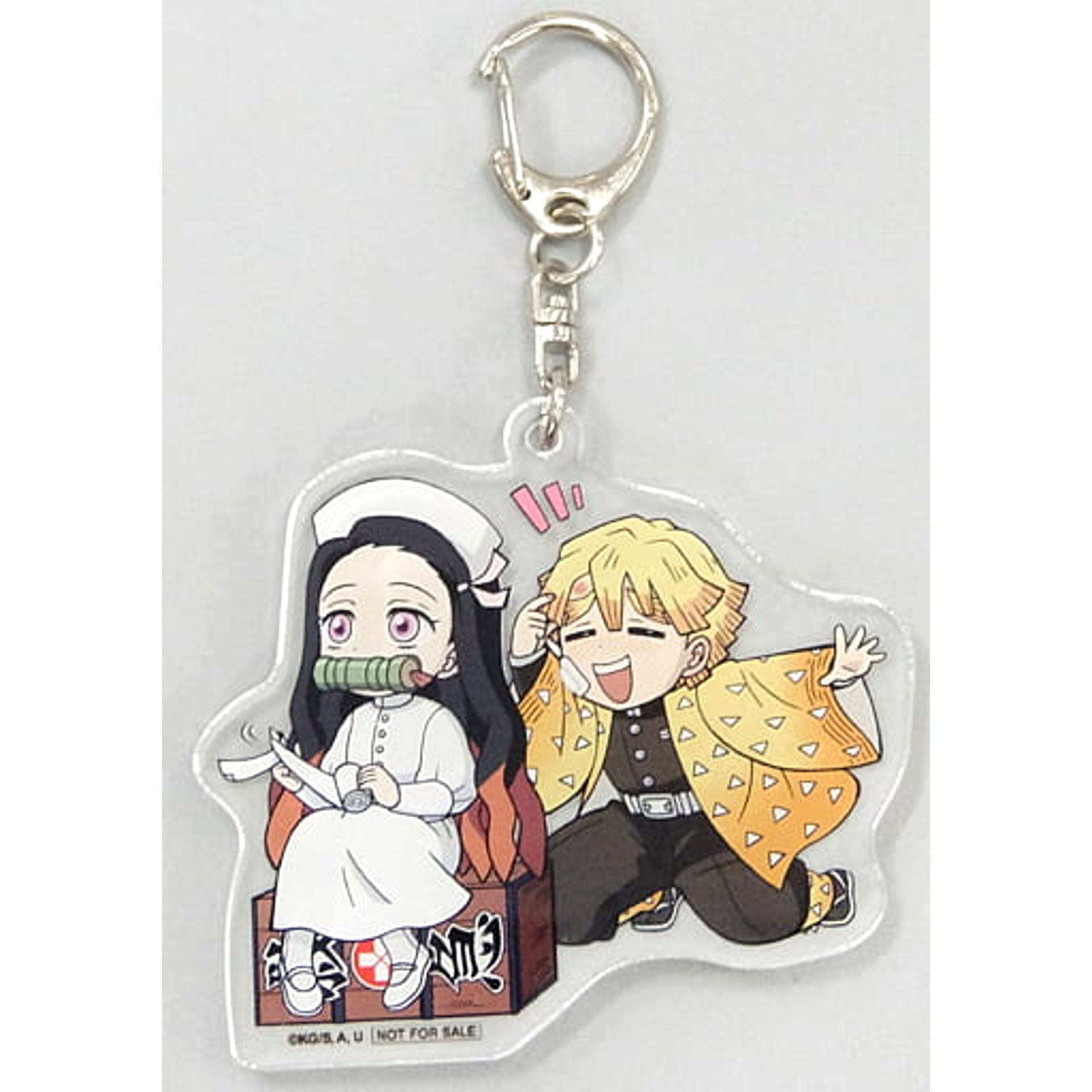 Demon Slayer: Kimetsu no Yaiba Nezuko Kamado Zenitsu Agatsuma Combination Illustration Acrylic Keychain Shirojuji Scratch Treatment Series Collaboration Campaign Limited Twitter Campaign Winning Item Keychains [USED]