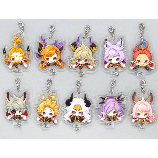 Set of 10 GRANBLUE FANTASY Chain! Connecting Juutenshu Acrylic Charm & Stand Collection [USED]