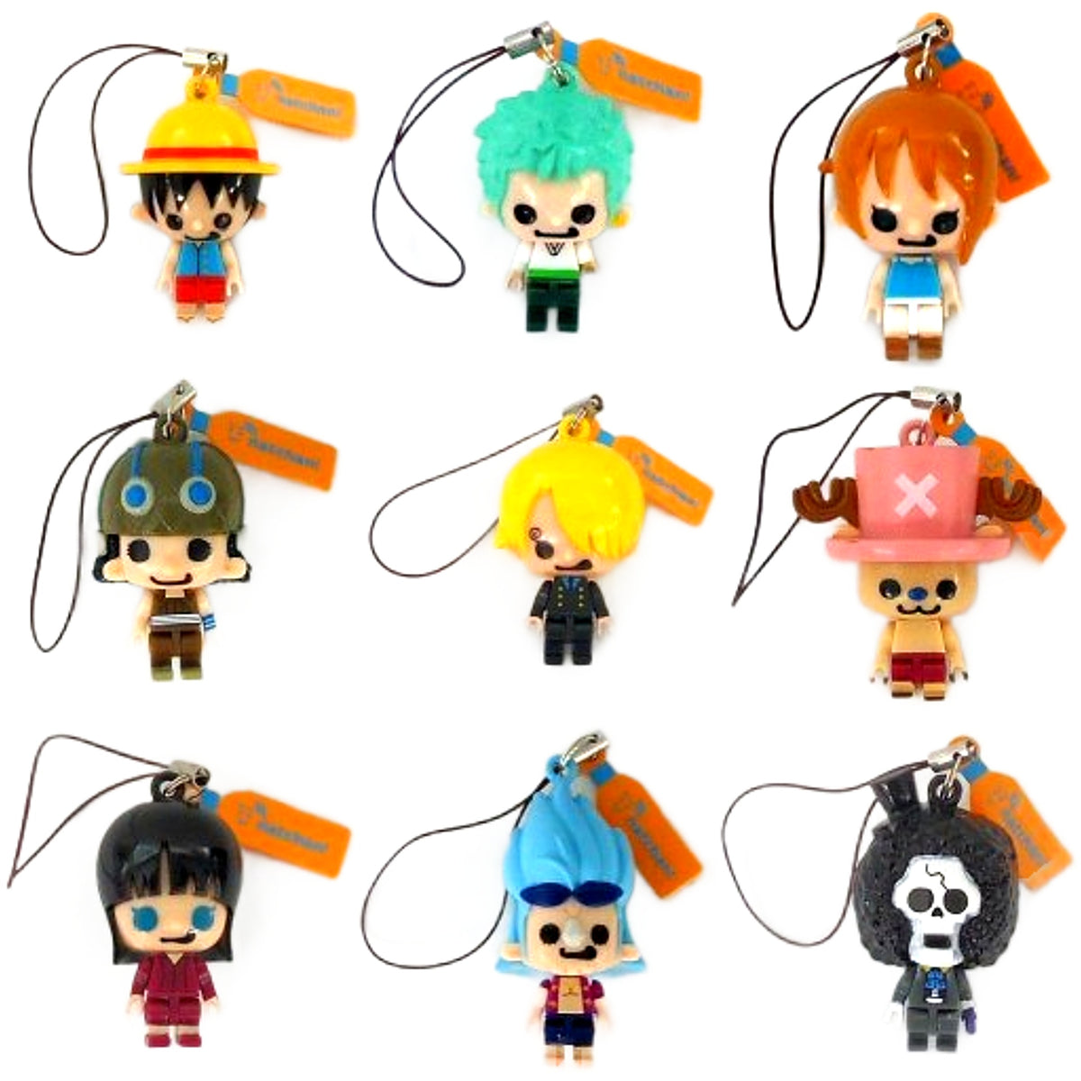 Monkey D. Luffy, etc. One Piece X Panson Works Strap Suntory Nacchan Character Block Collection Campaign All 9 Types Set Key Chain [USED]
