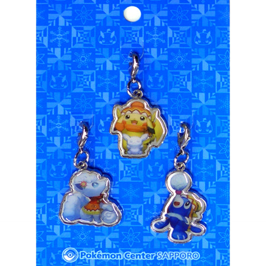 Pikachu & Alolan Vulpix & Popplio Pokemon Pokemon Center Sapporo R Metal Charm Set Pokemon Center Ltd [USED]