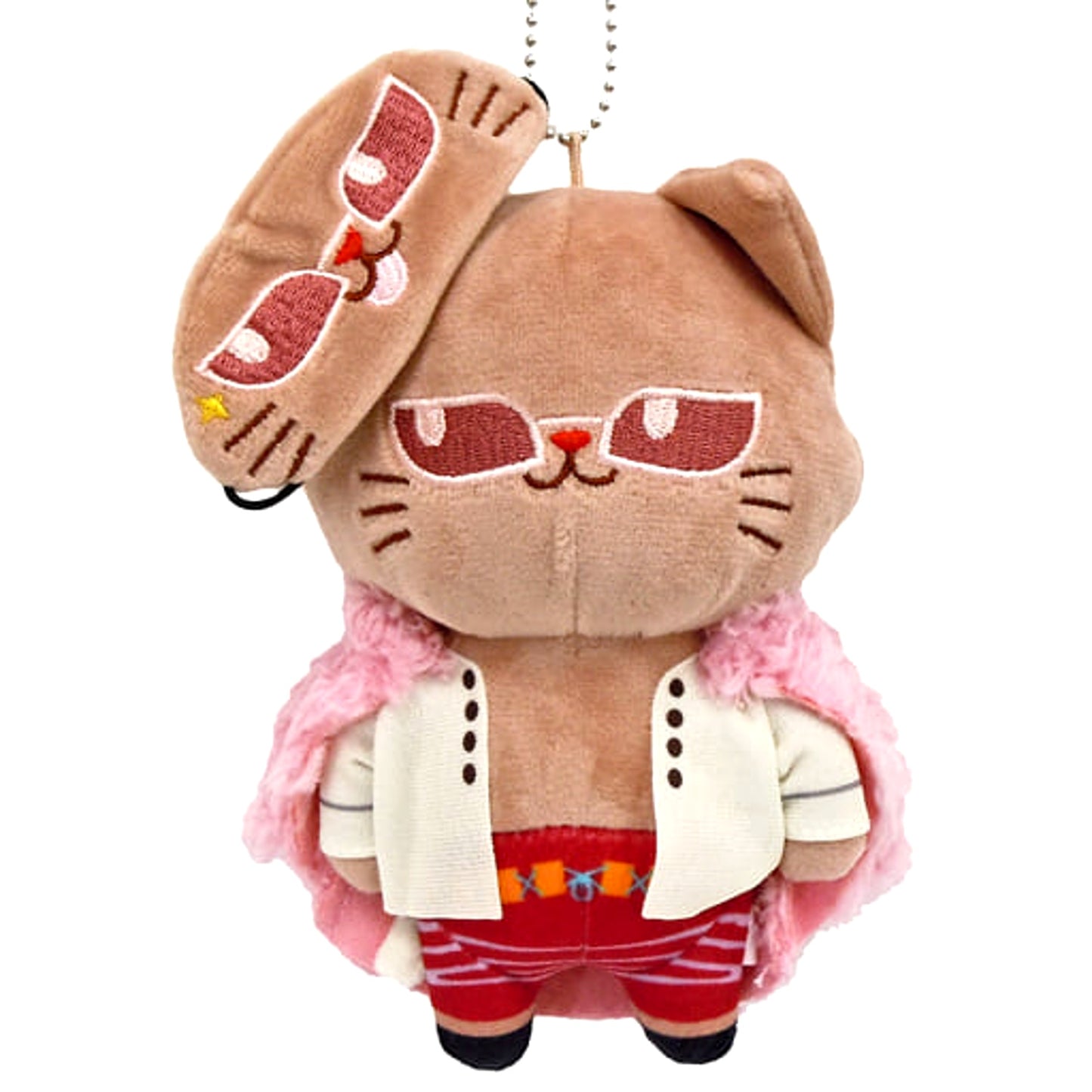 One Piece Donquixote Doflamingo withCAT Plush Keychain with Eye Mask Keychains [USED]