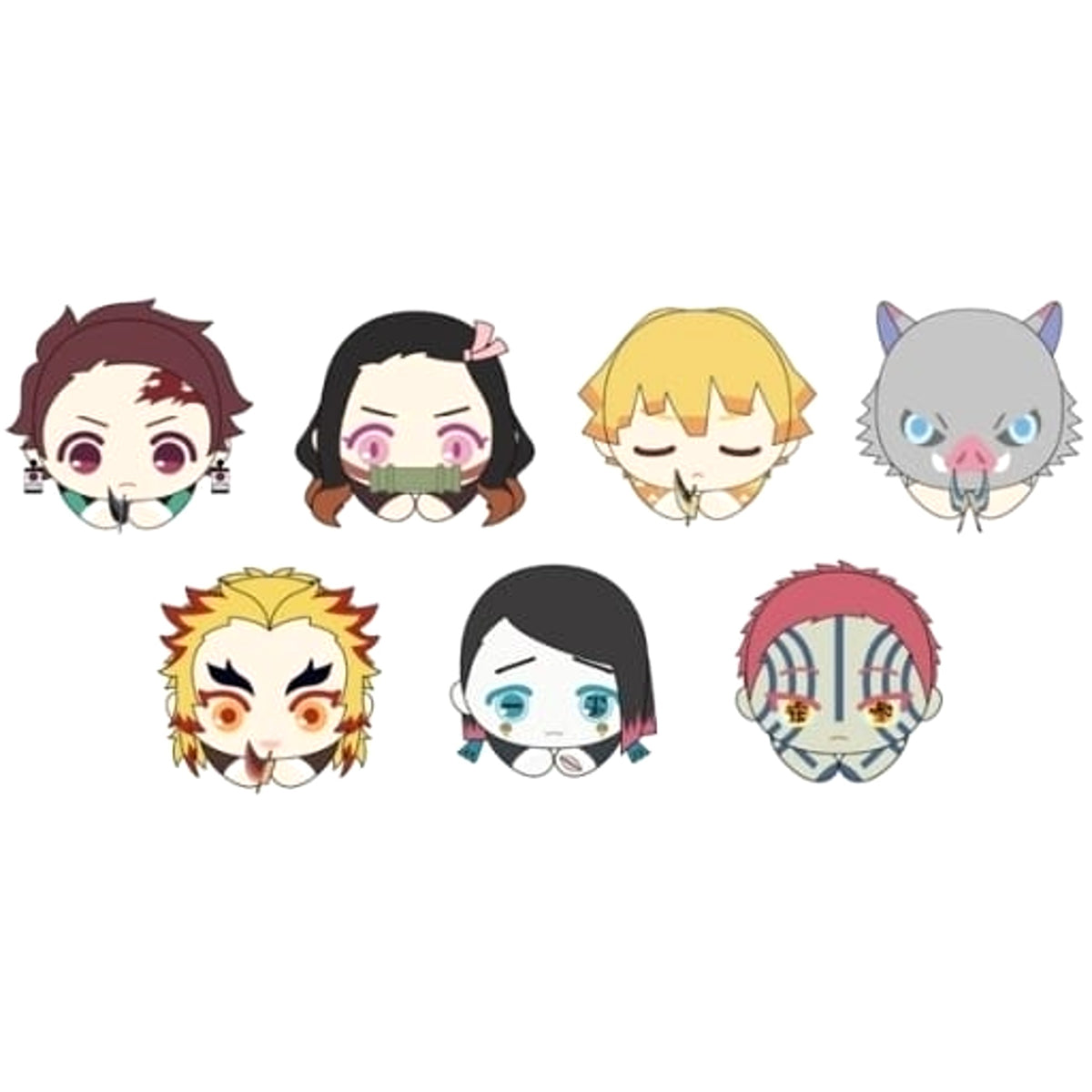 Demon Slayer: Kimetsu no Yaiba Tanjiro Kamado & Others Hagu Chara Collection 3 All 7 Types Set Keychains [USED]