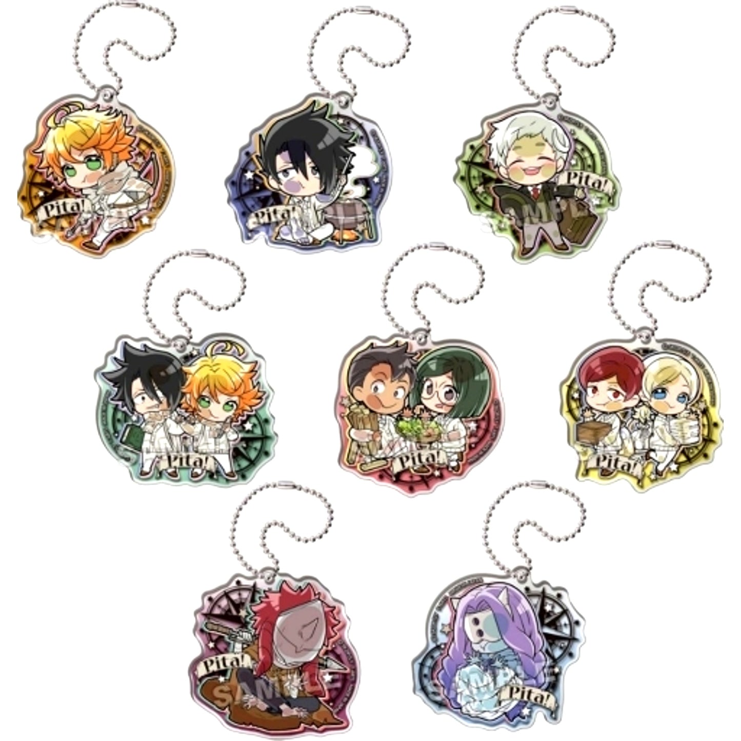 Set of 8 The Promised Neverland Pita Deforme Acrylic Keychain Vol.3 [USED]