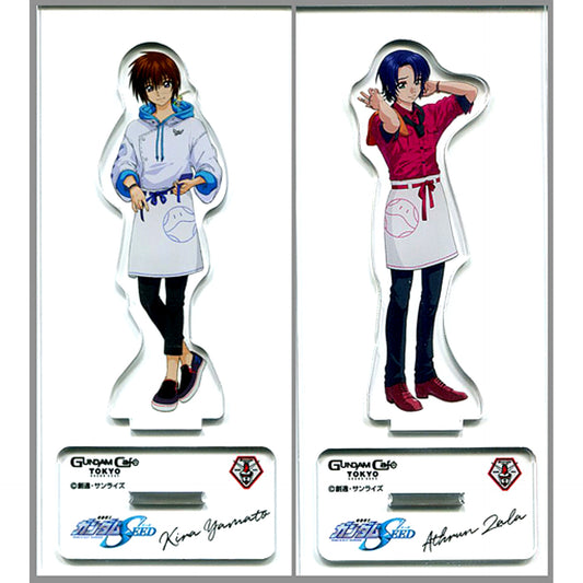 Set of 2 Mobile Suit Gundam SEED G DIMENSIONS EX DINNER SHOW GUNDAM Cafe TOKYO BRAND CORE Limited Acrylic Stand [USED]