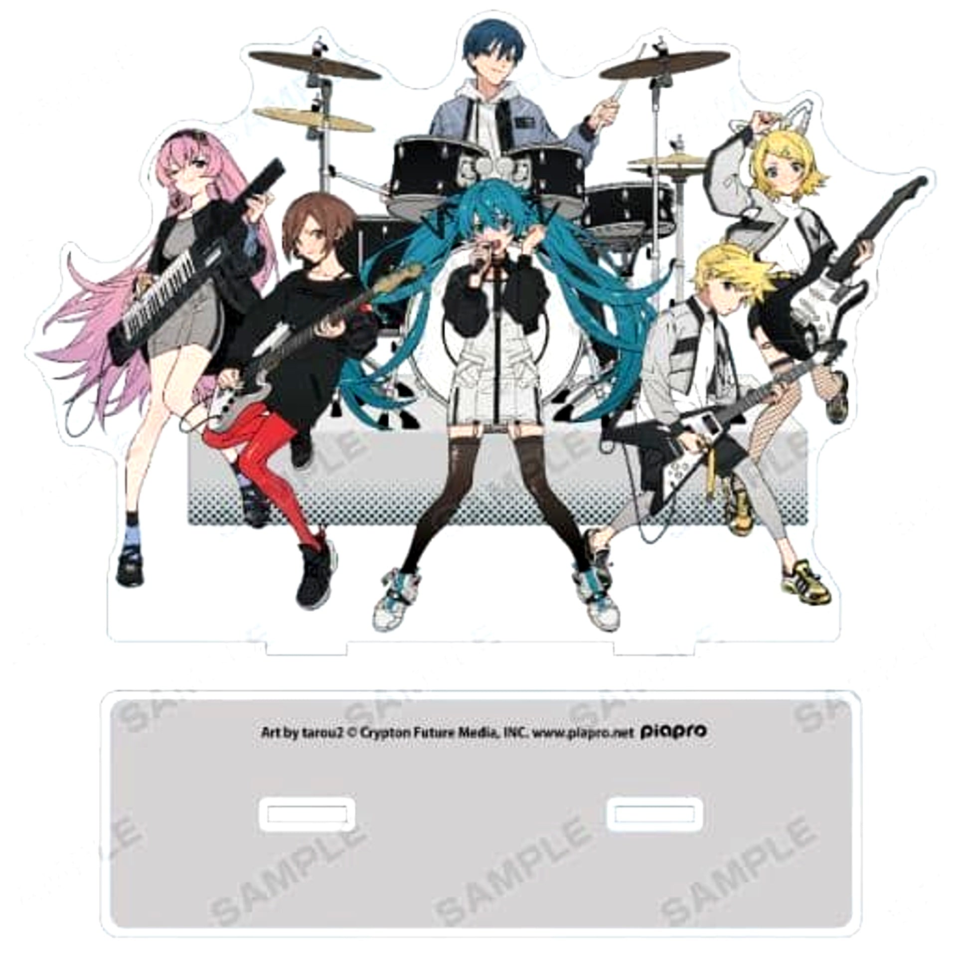 Piapro Characters Group Band Ver. Art by tarou2 Newly Drawn Illustration Big Acrylic Stand [USED]