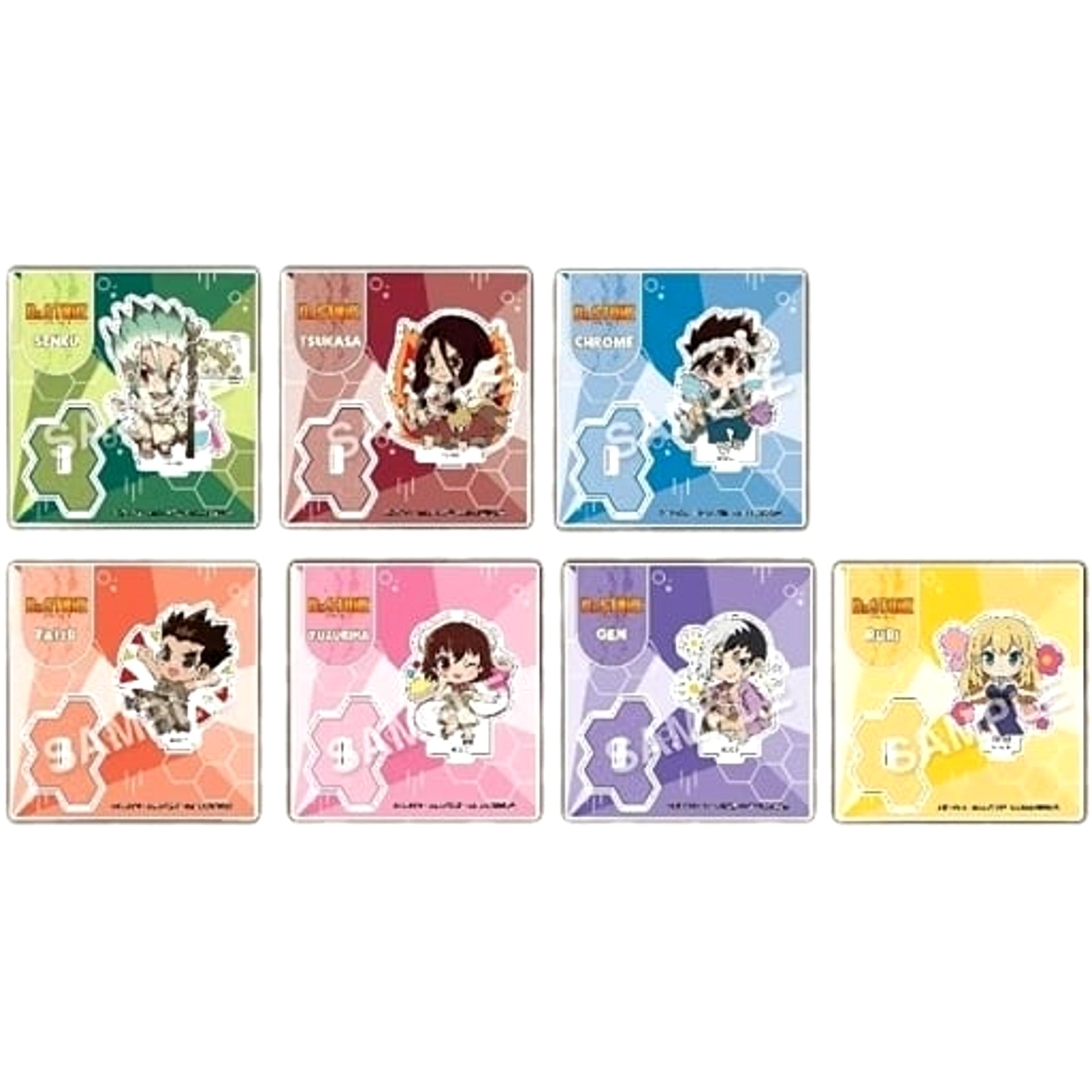 Dr. STONE Tsukasa Shishio & Others All 7 Types Set Eformed Decotto! Acrylic Stand Part 2 Acrylic Stands [USED]