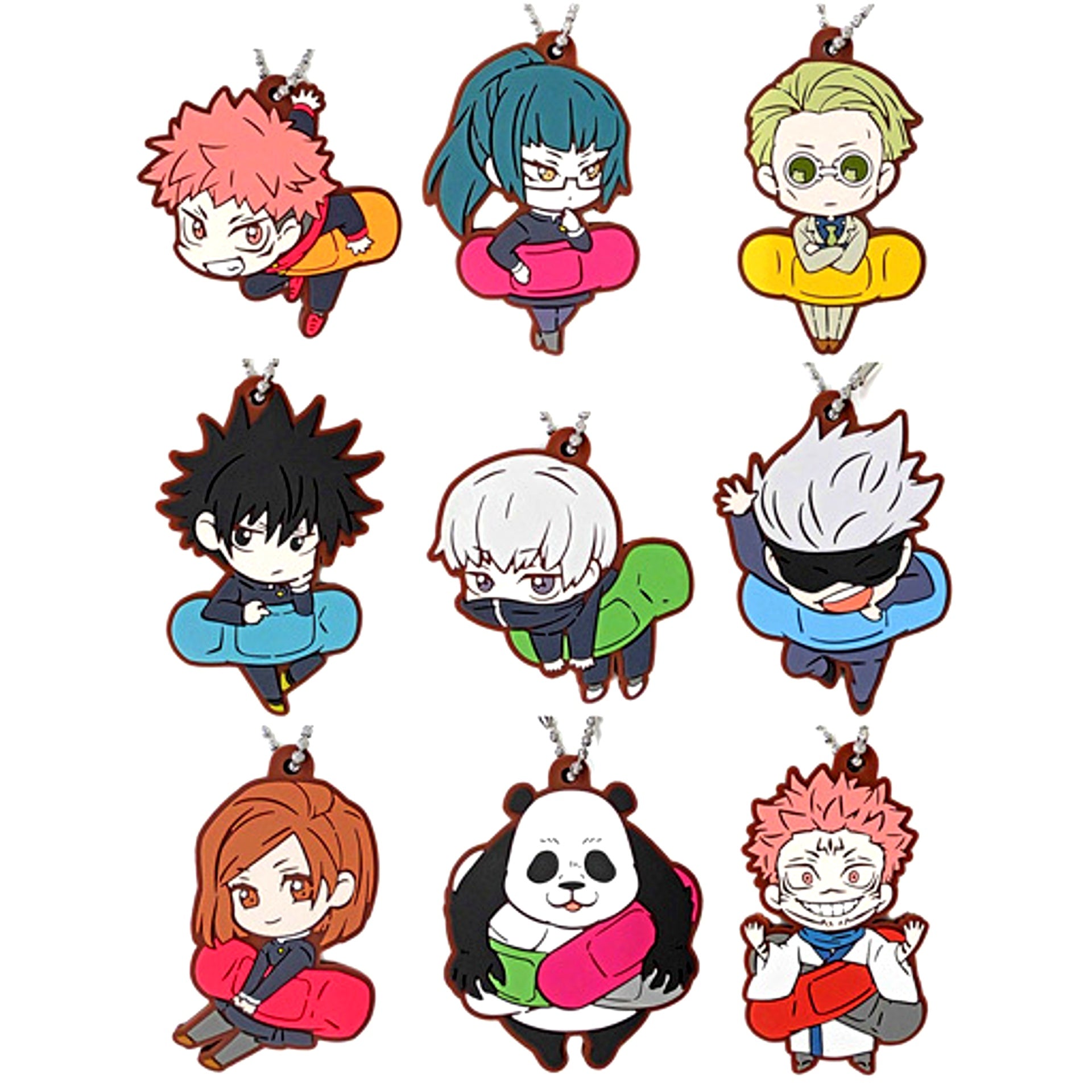 Set of 9 Jujutsu Kaisen Chara Banchoko Rubber Mascot [USED]