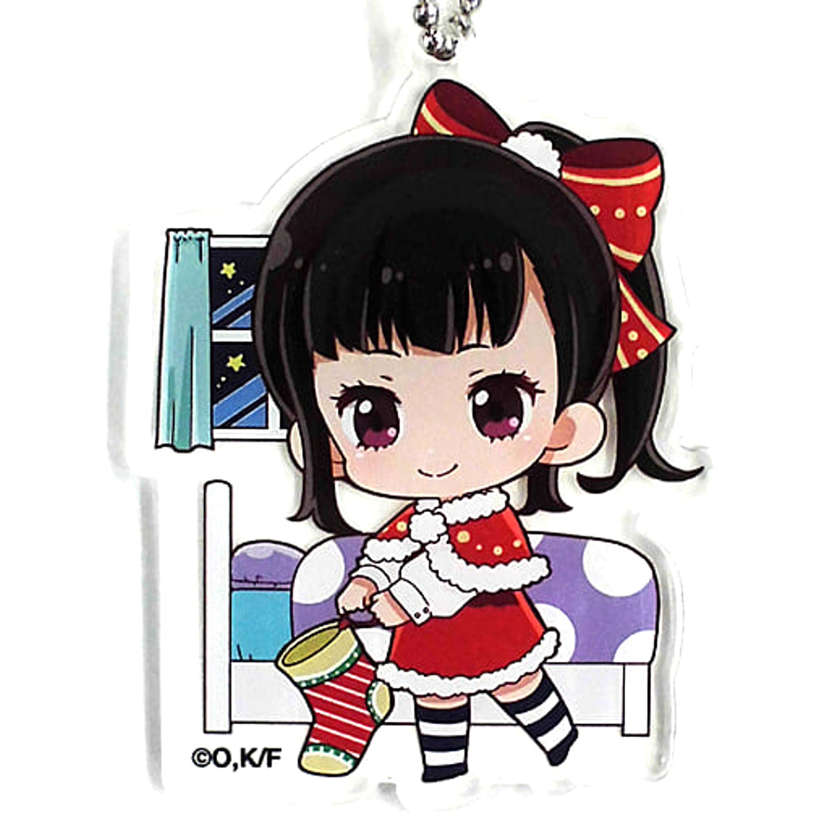 Fire Force Maki Oze Mini Character Acrylic Keychain Christmas Ver. Karaoke Manekineko Exclusive Keychains [USED]