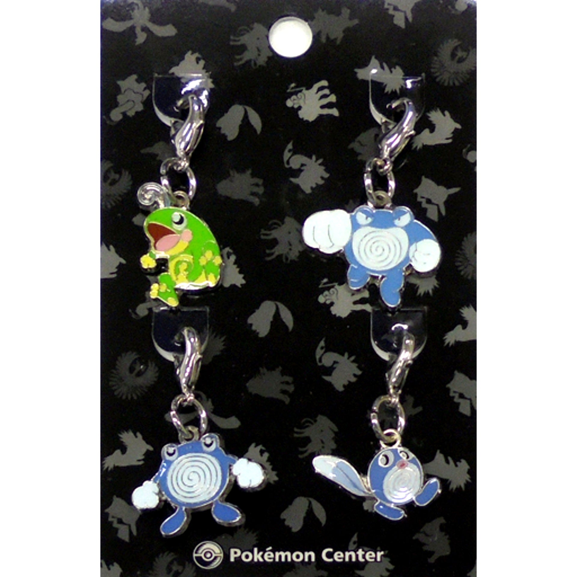 Set of 4 072 Poliwag 073 Poliwhirl 074 Poliwrath 075 Politoed Johto Pokedex Metal Charm Pokemon Pokemon Center Ltd [USED]